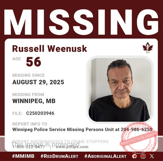 56-Year-Old Russell Weenusk Missing in Winnipeg: Public Help Needed