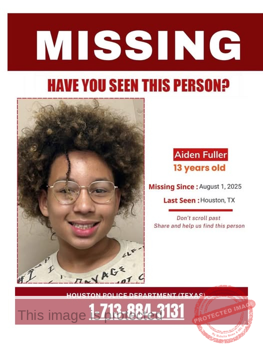Urgent Missing Person Alert: 13-Year-Old Aiden Fuller from Houston, Texas