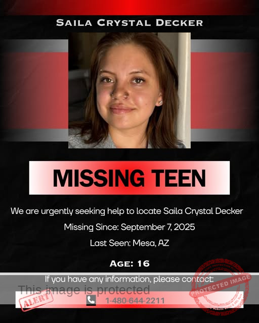 MISSING TEEN ALERT : 16-Year-Old Saila Crystal Decker Missing Since September 7, 2025
