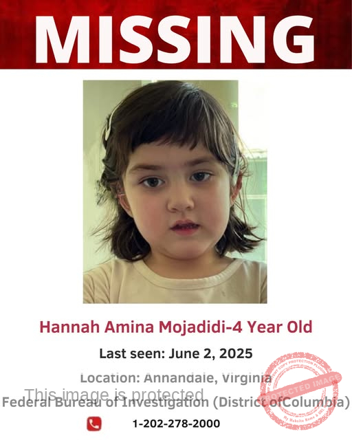Help Bring Hannah Amina Mojadidi Home: 4-Year-Old Missing From Annandale, Virginia