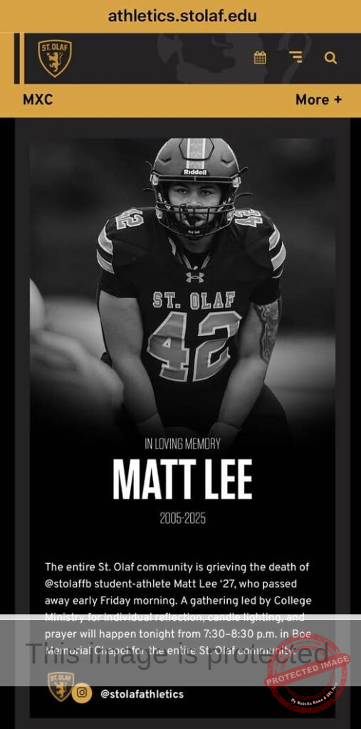 Matt Lee South St. Paul, MN Death and Obituary: South St. Paul and St. Olaf College Mourn the Loss of Beloved Athlete