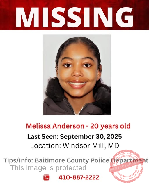Maryland Center for Missing and Unidentified Persons Issues PURPLE ALERT for Missing 20-Year-Old Melissa Anderson