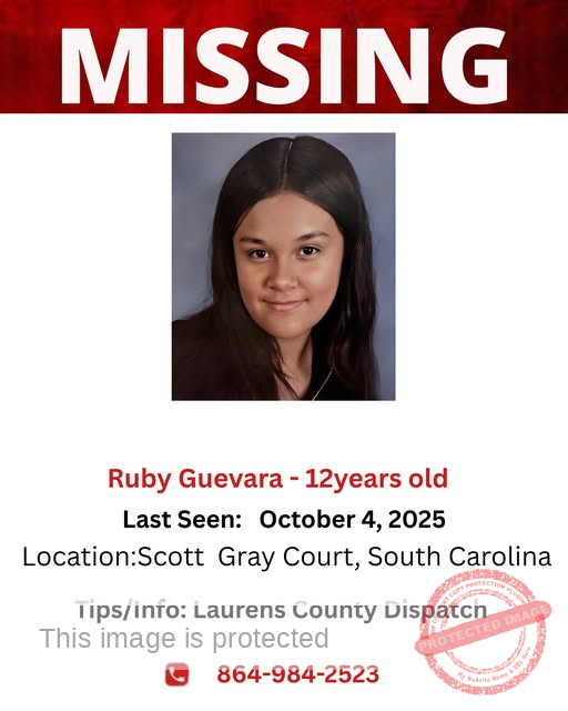 Urgent Search for Missing 12-Year-Old Ruby Guevara in Laurens County, South Carolina