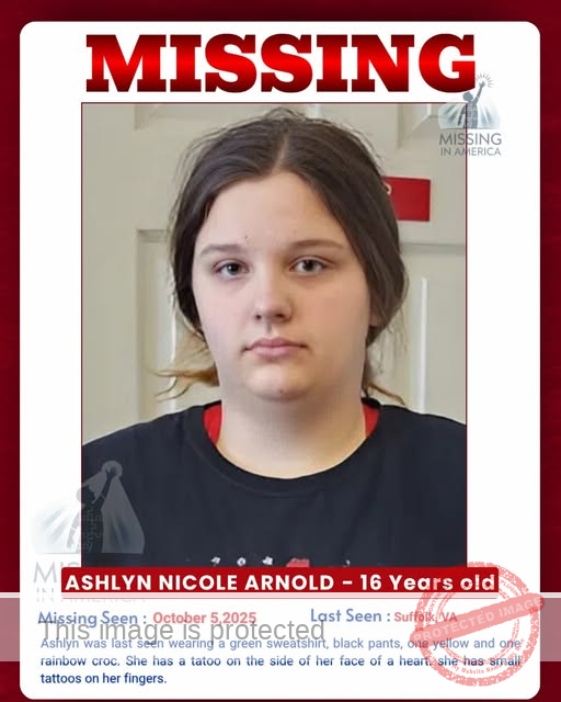 Missing Teen Alert: Ashlyn Nicole Arnold, 16, Last Seen in Suffolk, VA