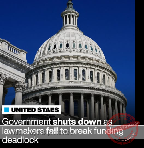 US Government Shuts Down After Budget Impasse, Affecting Thousands of Workers